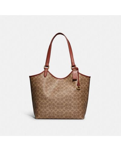 COACH Coated Canvas Signature Day Tote - Brown