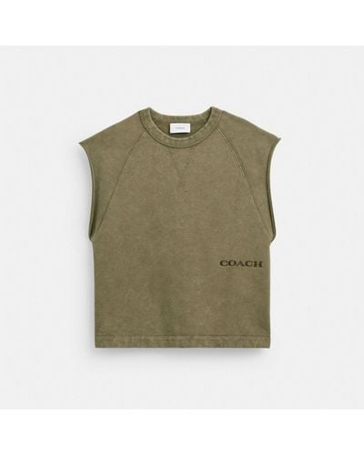COACH Sleeveless Garment Dye Crewneck - Green