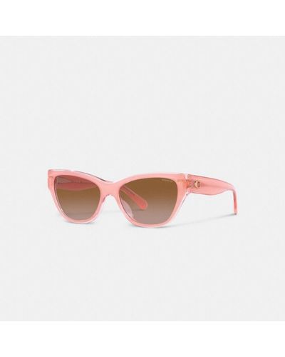 COACH Beveled Signature Square Cat Eye Sunglasses - Pink
