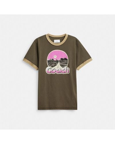 COACH Roadside Ringer T Shirt - Green