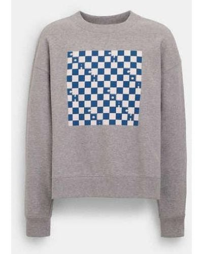 COACH Checkerboard Crewneck Sweatshirt - Black