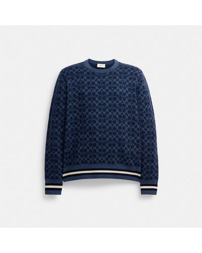 COACH Signature Crewneck Sweater - Blue