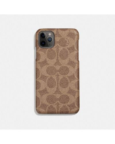 COACH Iphone 11 Pro Max Case In Signature Canvas - Brown