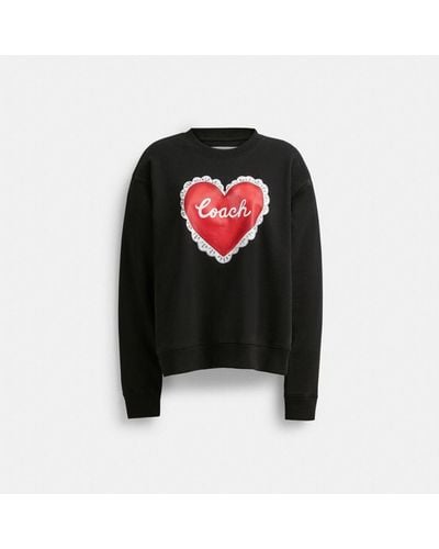 COACH Heart Crewneck Sweater - Black