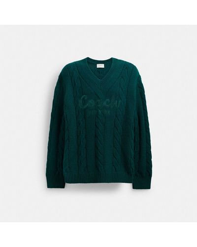 COACH Signature Sweater In Recycled Wool - Green