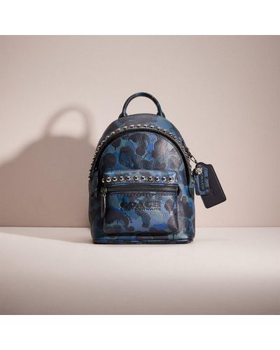 COACH Upcrafted Charter Backpack 18 With Camo Print - Blue