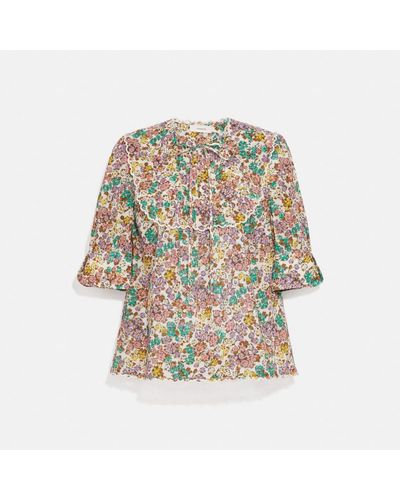 COACH Printed Broderie Anglaise Bib Shirt - Multicolor