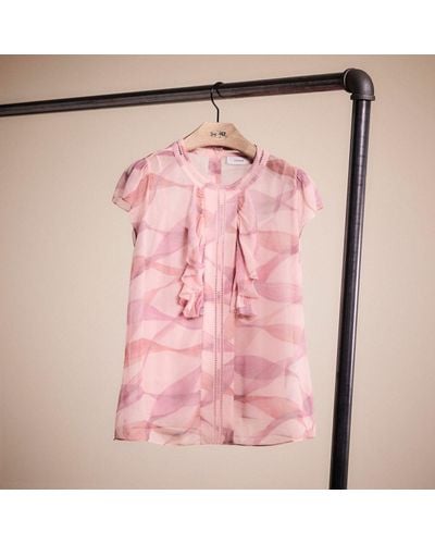 COACH Restored Printed Ruffle Blouse - Pink
