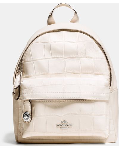 COACH Mini Campus Backpack In Croc Embossed Leather - White