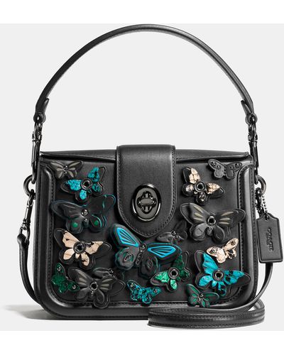 COACH Butterfly Applique Page Crossbody In Glovetanned Leather - Black