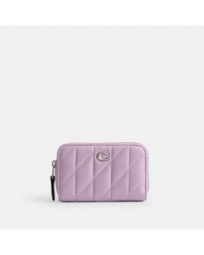 COACH Small Zip Around Card Case With Pillow Quilting - Purple