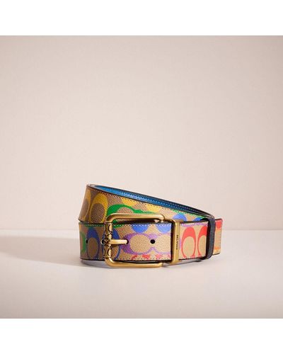COACH Restored Roller Buckle Cut To Size Reversible Belt In Rainbow Signature Canvas, 38mm - Multicolor
