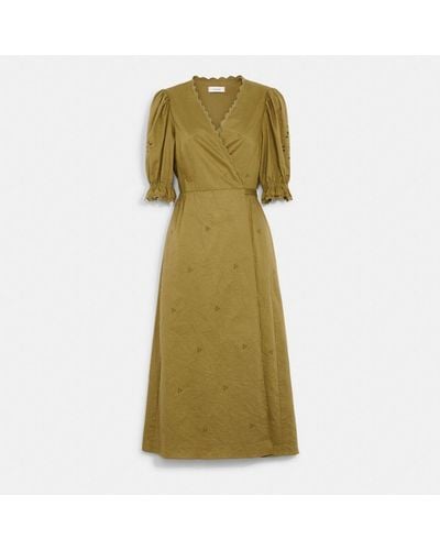 COACH Broderie Anglaise Wrap Dress In Organic Cotton - Green