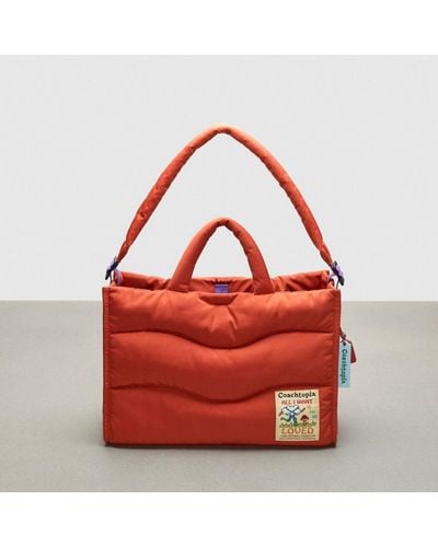 COACH Topia Loop Quilted Wavy Tote - Red