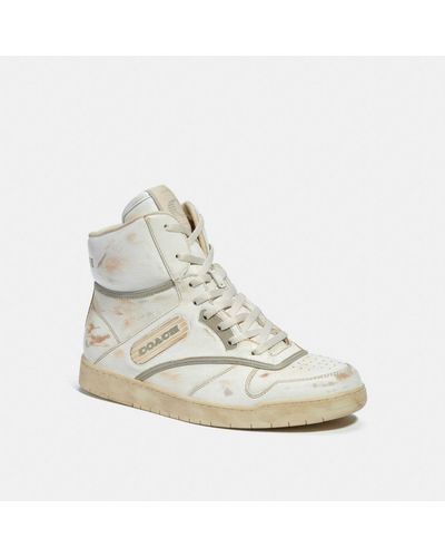 COACH Distressed High Top Sneaker - Natural