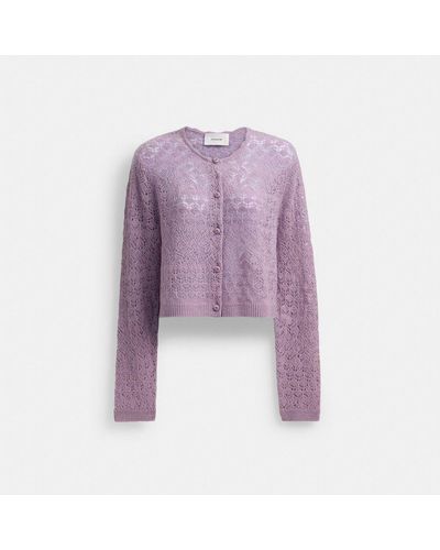 COACH Lace Knit Cardigan - Purple