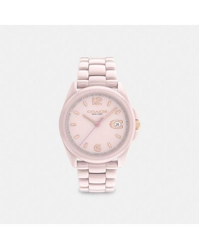 COACH Greyson Watch | Water Resistant | Quartz Movement | Elevating Elegance For Every Occasion(model 14503926) - Pink