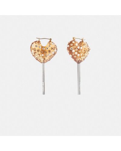 COACH Heart Lollipop Earrings - White