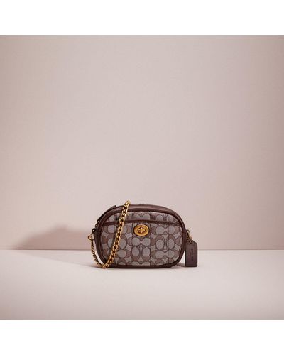 COACH Restored Small Camera Bag In Signature Jacquard With Quilting - Brown