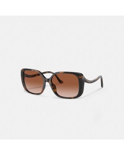 COACH Swoop Temple Rectangle Sunglasses - Brown