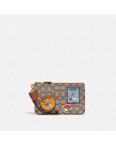 COACH Disney X Small Wristlet In Signature Textile Jacquard With Patches - Gray