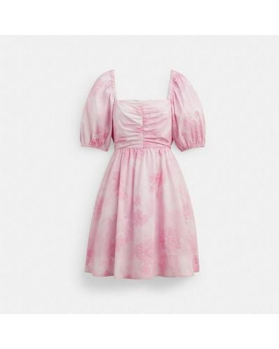 COACH Puff Sleeve Mini Dress - Pink