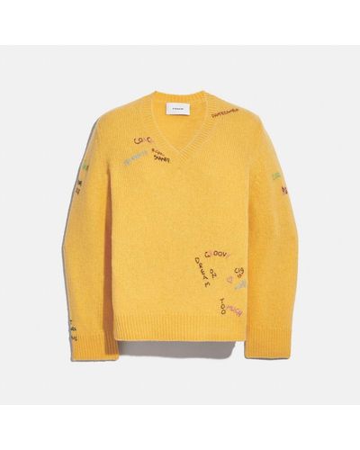 COACH Embroidery Sweater - Yellow