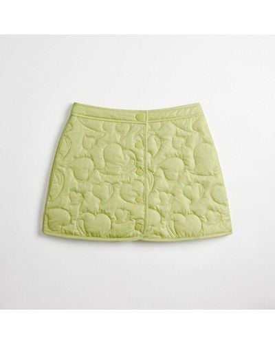 COACH Topia Loop Quilted Heart Mini Skirt - Green
