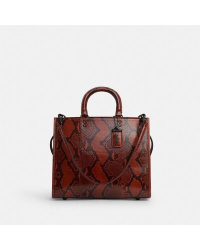 COACH Rogue Bag In Snakeskin - Red