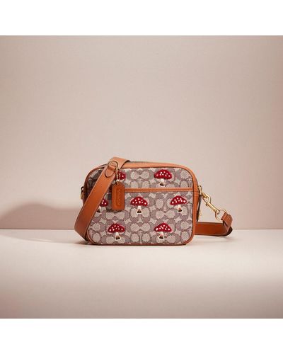 COACH Restored Flight Bag In Signature Textile Jacquard With Mushroom Motif Embroidery - Pink