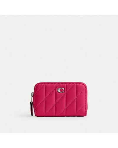 COACH Small Zip Around Card Case With Pillow Quilting - Pink