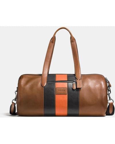 COACH Metropolitan Soft Gym Bag In Sport Calf Leather With Varsity Stripe - Brown