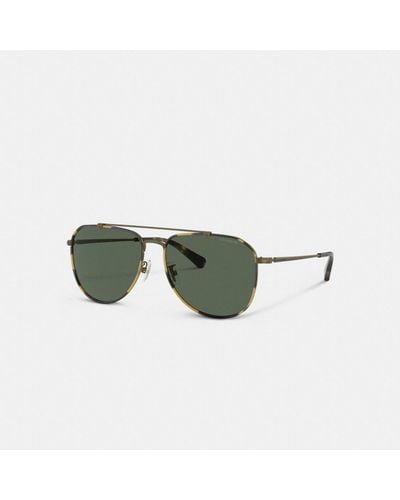 COACH Metal Windsor Pilot Sunglasses - Green