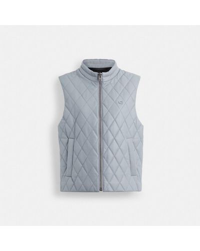 COACH Leather Quilted Vest - Blue