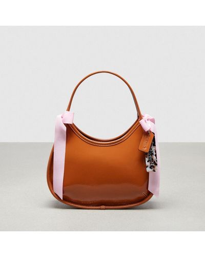 COACH Ergo Bag In Crinkle Patent Topia Leather With Bows - Brown