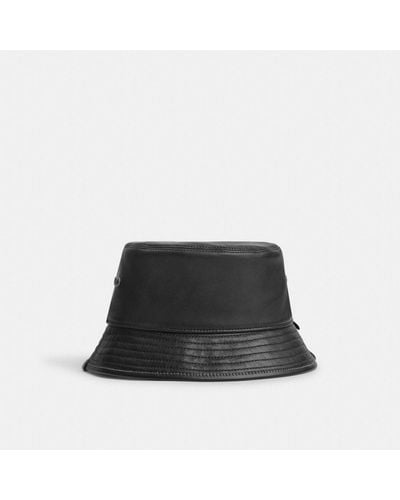 COACH Leather Bucket Hat - Black