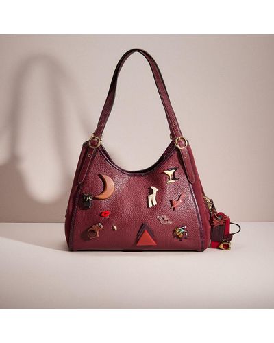 COACH Upcrafted Lori Shoulder Bag With Snakeskin Detail - Red