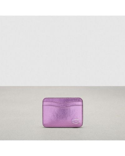 COACH Wavy Card Case In Metallic Topia Leather - Purple