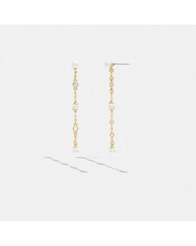 COACH Classic Pearl Linear Earrings - White
