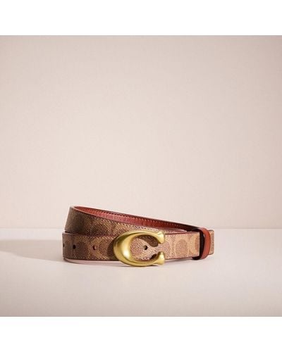 COACH Restored Sculpted C Buckle Cut To Size Reversible Belt, 25mm - Pink