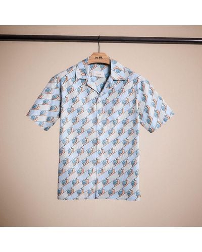 COACH Restored Snail Camp T Shirt In Organic Cotton - Blue