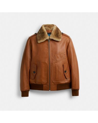COACH The Lil Nas X Drop Shearling Utility Bomber Jacket - Brown