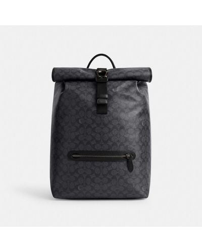 COACH Beck Roll Top Backpack In Signature Canvas - Black