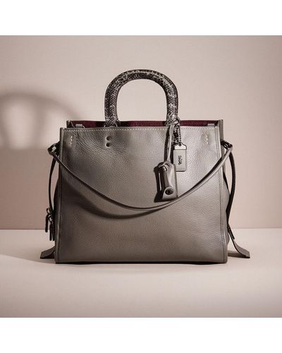COACH Restored Rogue 36 With Colorblock Snakeskin Detail - Gray