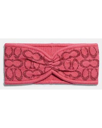 COACH Signature Knit Headband - Red