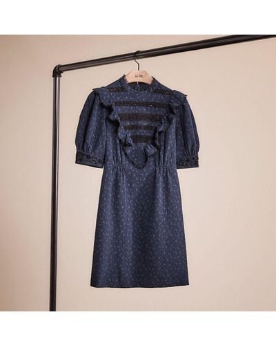 COACH Restored Short Party Dress In Organic Cotton - Blue