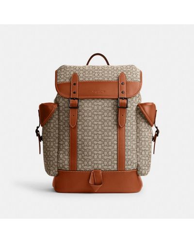 COACH Hitch Backpack In Micro Signature Jacquard - Brown