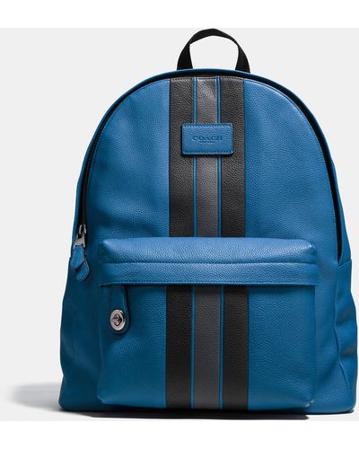 COACH Modern Varsity Stripe Campus Backpack In Pebble Leather - Multicolor