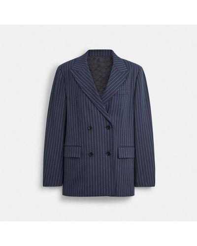 COACH Double Breasted Blazer - Blue