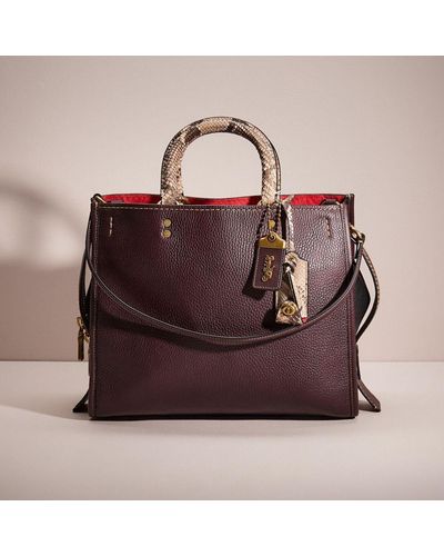 COACH Restored Rogue In Colorblock With Snakeskin Detail - Brown